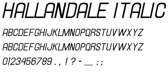 Hallandale Italic JL font